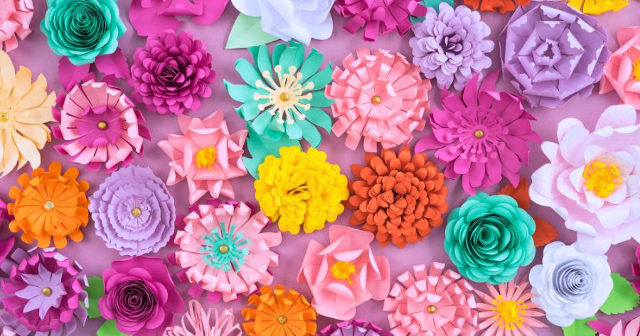multi coloured paper flowers made on cricut